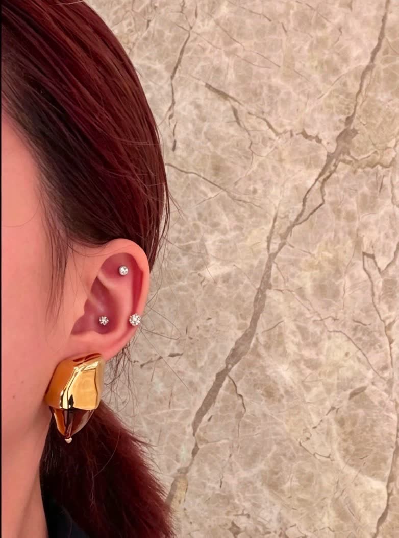 Bottega Veneta Gold Geometric Earrings